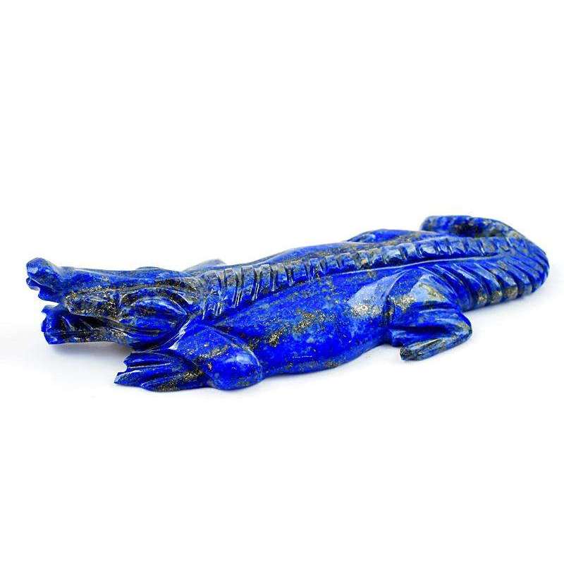 gemsmore:Genuine Blue Lapis Lazuli Hand Carved Crocodile