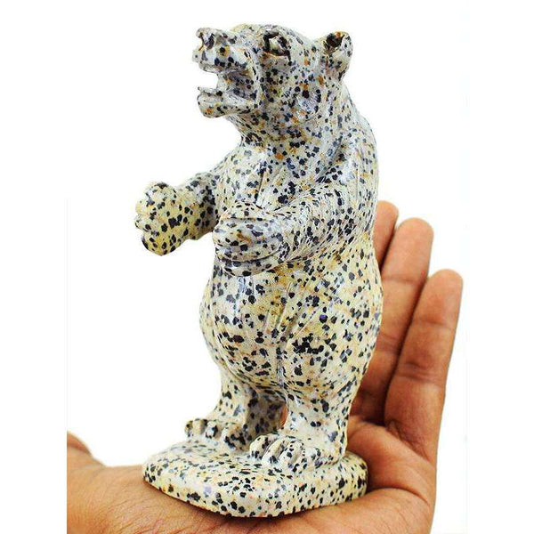 gemsmore:Genuine Dalmation Jasper Carved Bear