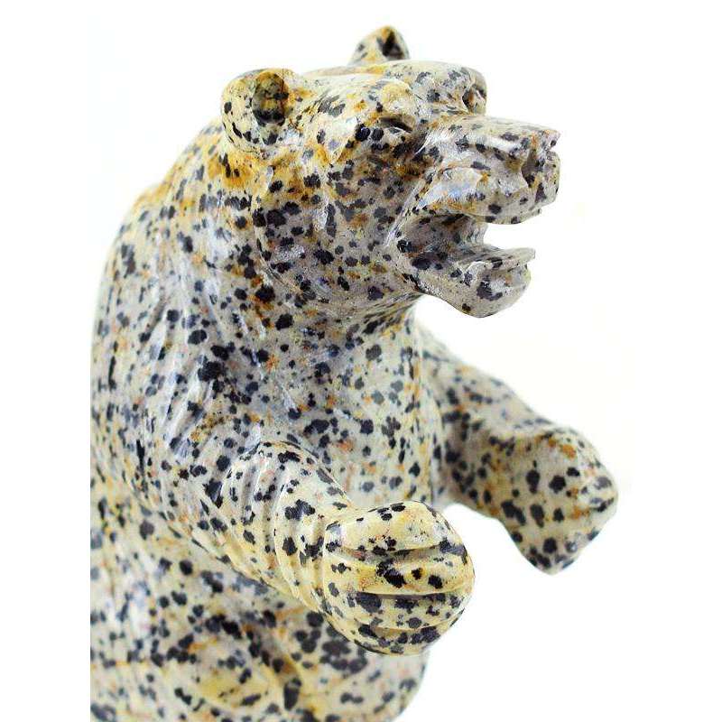 gemsmore:Genuine Dalmation Jasper Carved Bear