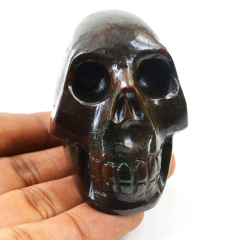 gemsmore:Genuine Forest Jasper Hand Carved Skull