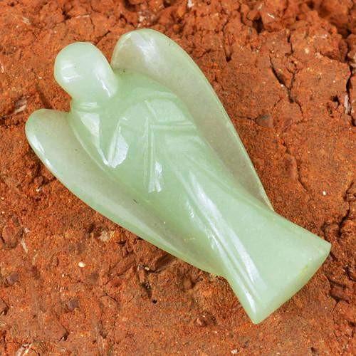 gemsmore:Genuine Green Aquamarine Carved Healing Angel Gemstone