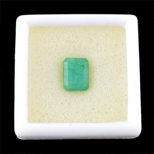 gemsmore:Genuine Green Emerald Faceted Gemstone