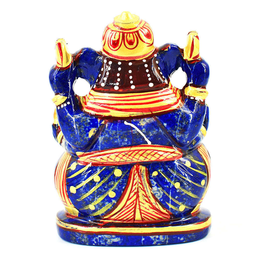 gemsmore:Genuine Lapis Lazuli Enamel Printed  Hand Carved Genuine Crystal Gemstone Carving Lord Ganesha