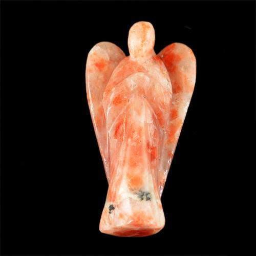 gemsmore:Genuine Orange Aventurine Carved Healing Angel Gemstone