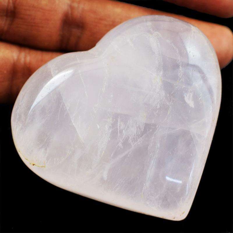 gemsmore:Genuine Pink Rose Quartz Carved Heart Cabochon