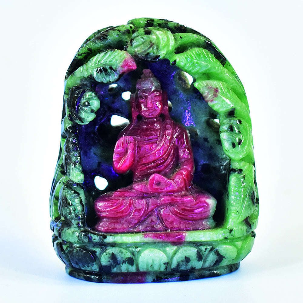 gemsmore:Genuine Ruby Zoisite Hand Carved Genuine Crystal Gemstone Carving Lord Buddha