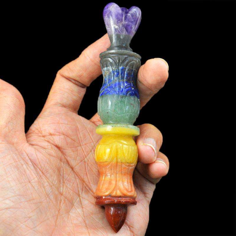 gemsmore:Genuine Seven Chakra Hand Carved Healing Angel Stick