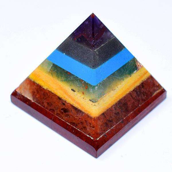 gemsmore:Genuine Seven Chakra Hand Carved Healing Pyramid