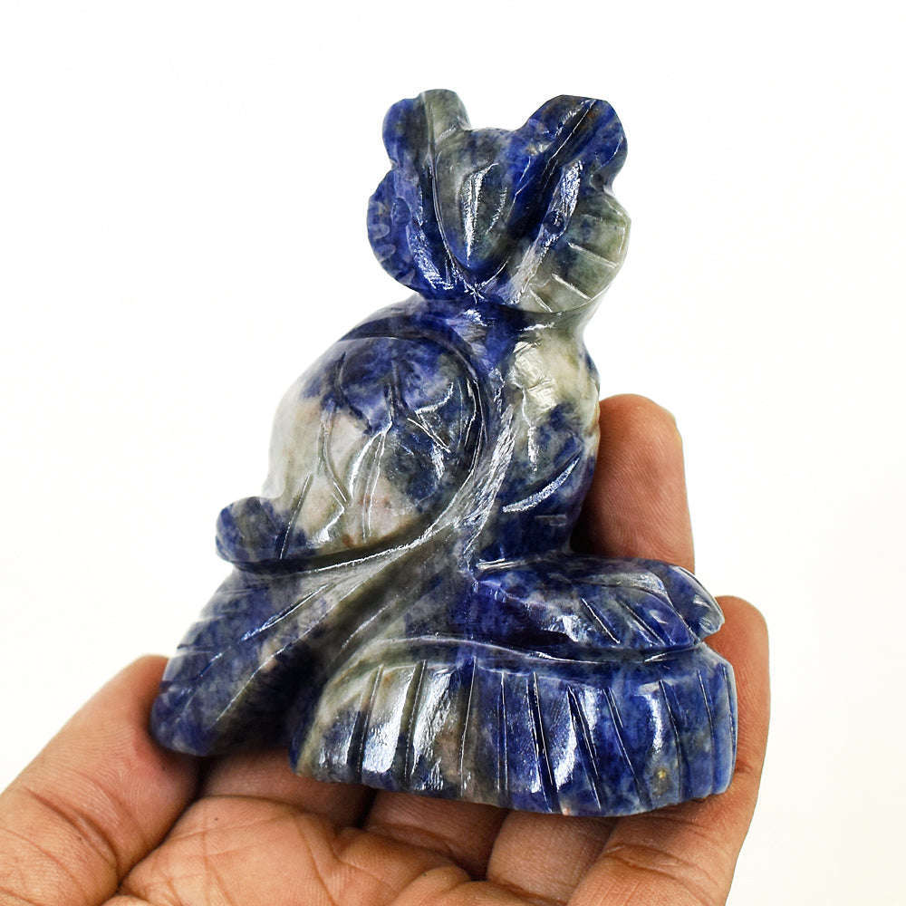 gemsmore:Genuine Sodalite Hand Carved Genuine Crystal Gemstone Carving Owl