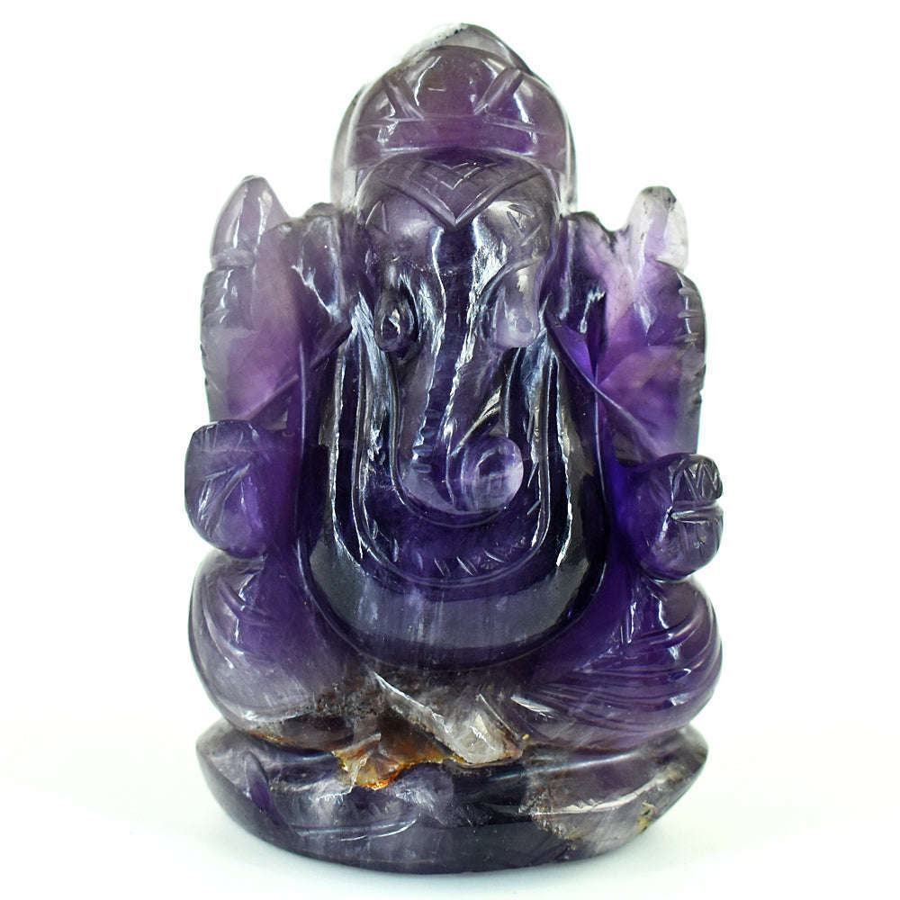 gemsmore:Genuine Super Seven Amethyst  Hand Carved Genuine Crystal Gemstone Carving Lord Ganesha