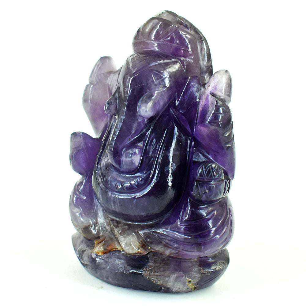 gemsmore:Genuine Super Seven Amethyst  Hand Carved Genuine Crystal Gemstone Carving Lord Ganesha