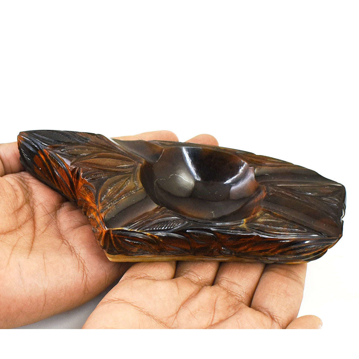gemsmore:Genuine Tiger Eye Hand Carved Genuine Crystal Gemstone Carving Candle Holder