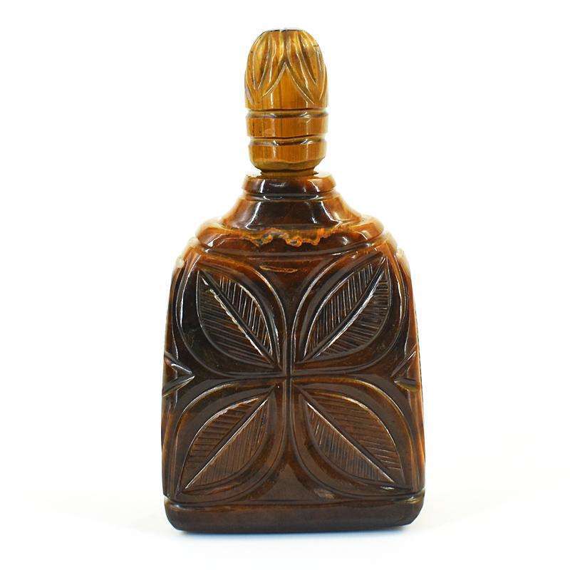 gemsmore:Genuine Tiger Eye Hand Carved Genuine Crystal Gemstone Carving Pefume Bottle