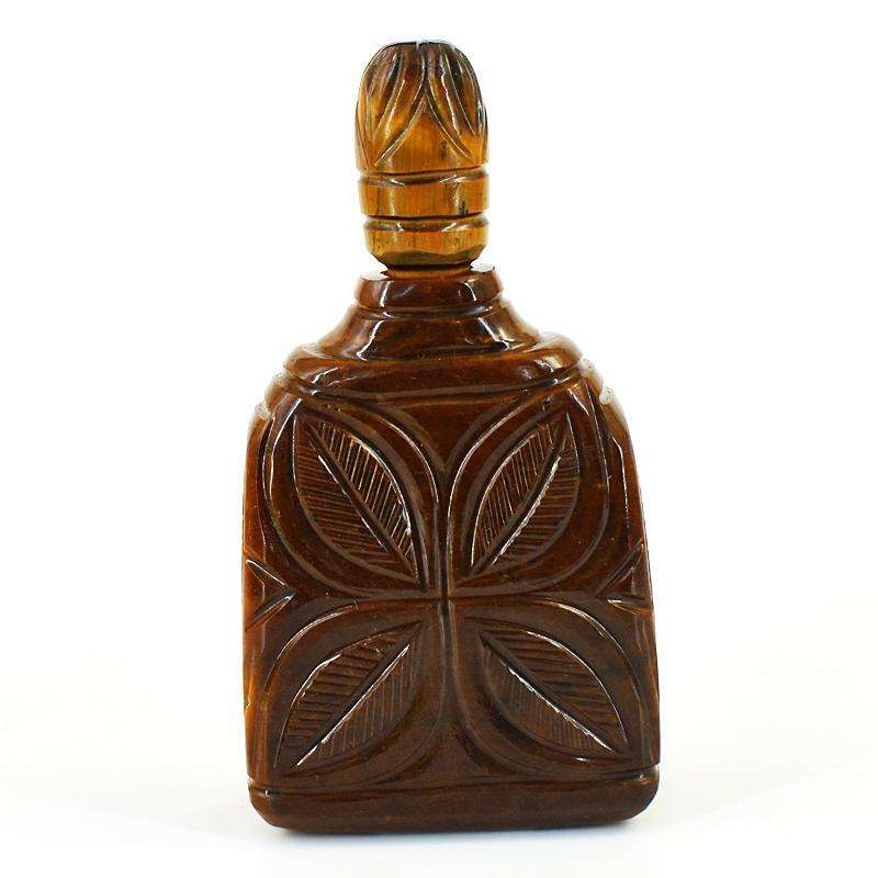 gemsmore:Genuine Tiger Eye Hand Carved Genuine Crystal Gemstone Carving Pefume Bottle