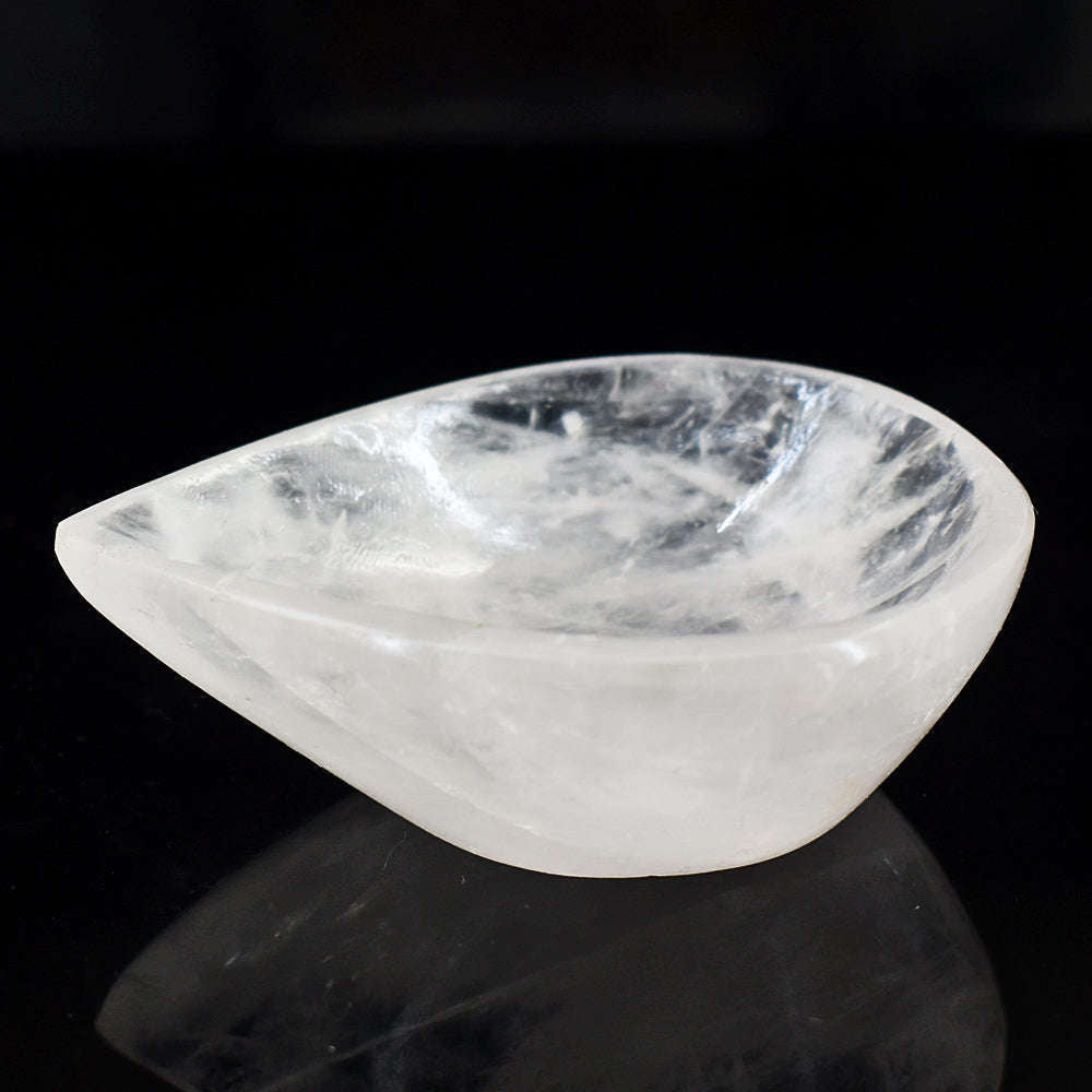 gemsmore:Genuine White Quartz Hand Carved Genuine Crystal Gemstone Carving Healing Oil Lamp