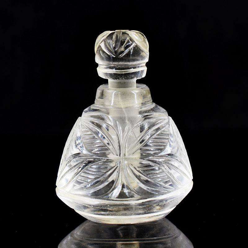 gemsmore:Genuine White Quartz Hand Carved Genuine Crystal Gemstone Carving Perfume Bottle