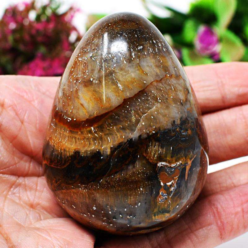 gemsmore:Golden Tiger Eye Carved Healing Egg