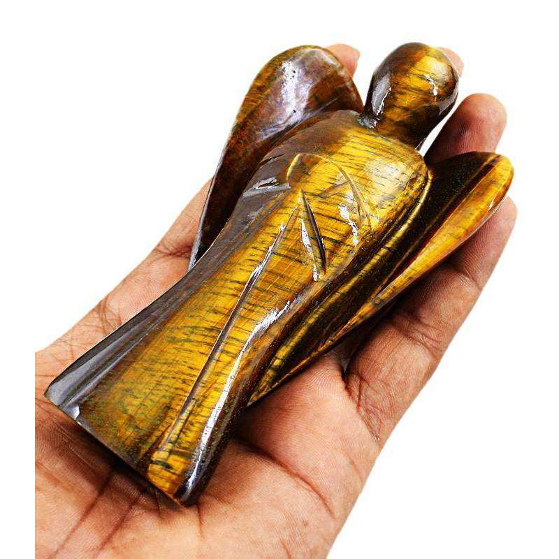 gemsmore:Golden Tiger Eye Hand Carved Reiki Healing Angel