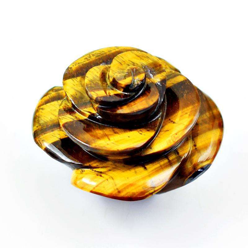 gemsmore:Golden Tiger Eye Hand Carved Rose Gemstone