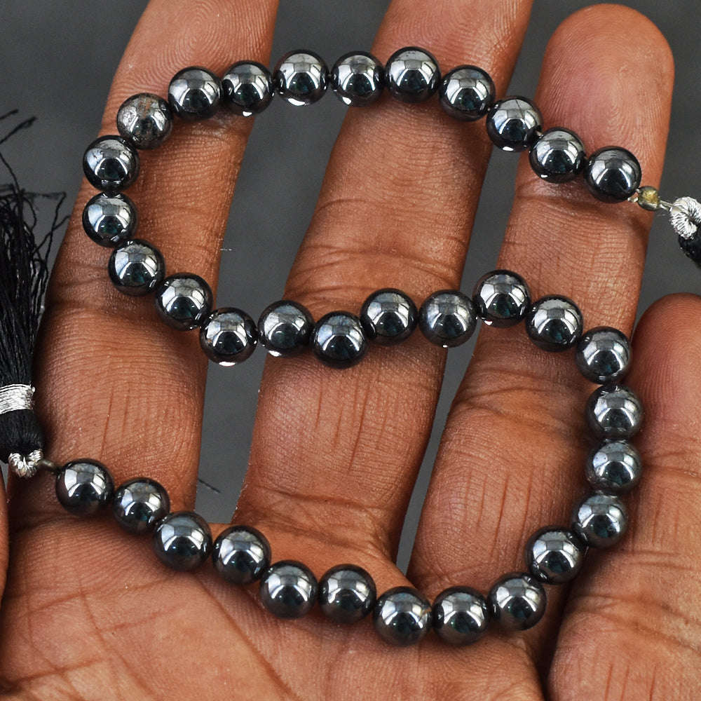 gemsmore:Gorgeous 103 Carats 08 Inches Genuine Hematite Beads Strand