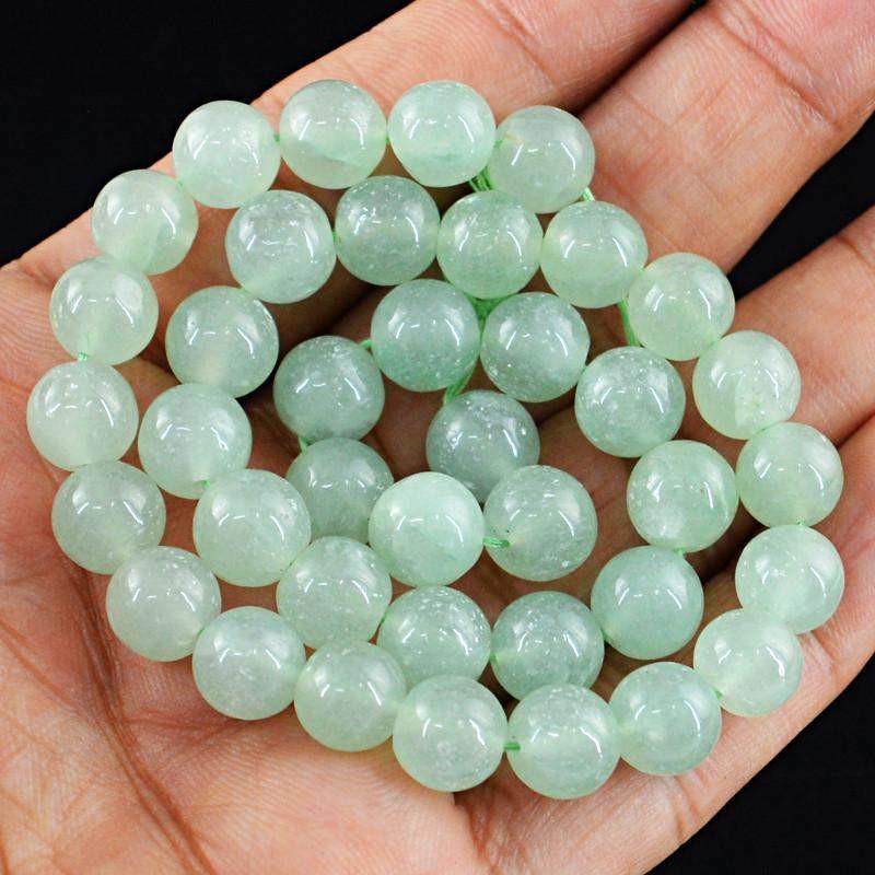 gemsmore:Green Aquamarine Strand Natural Untreated Round Shape Drilled Beads