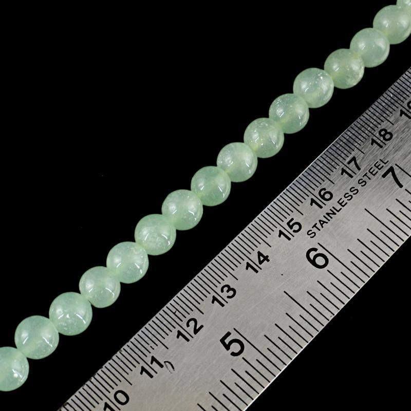 gemsmore:Green Aquamarine Strand Natural Untreated Round Shape Drilled Beads