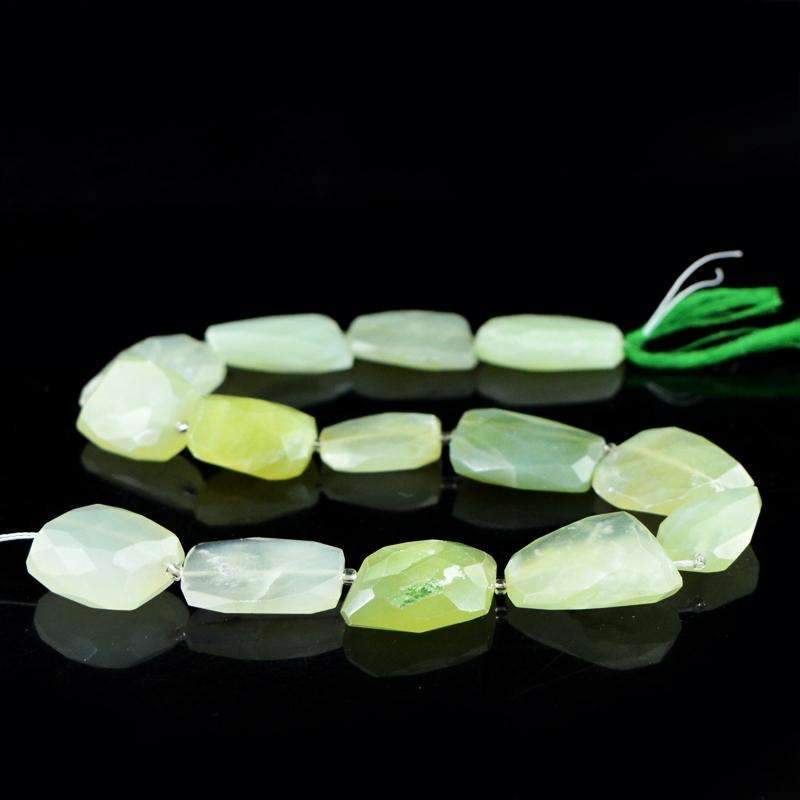 gemsmore:Green Chalcedony Beads Strand - Natural Faceted Drilled