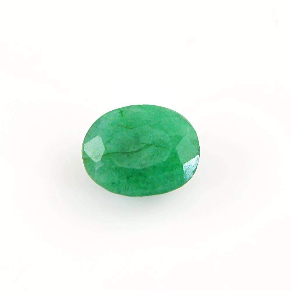 gemsmore:Green Emerald Gemstone Earth Mined Faceted Oval Shape