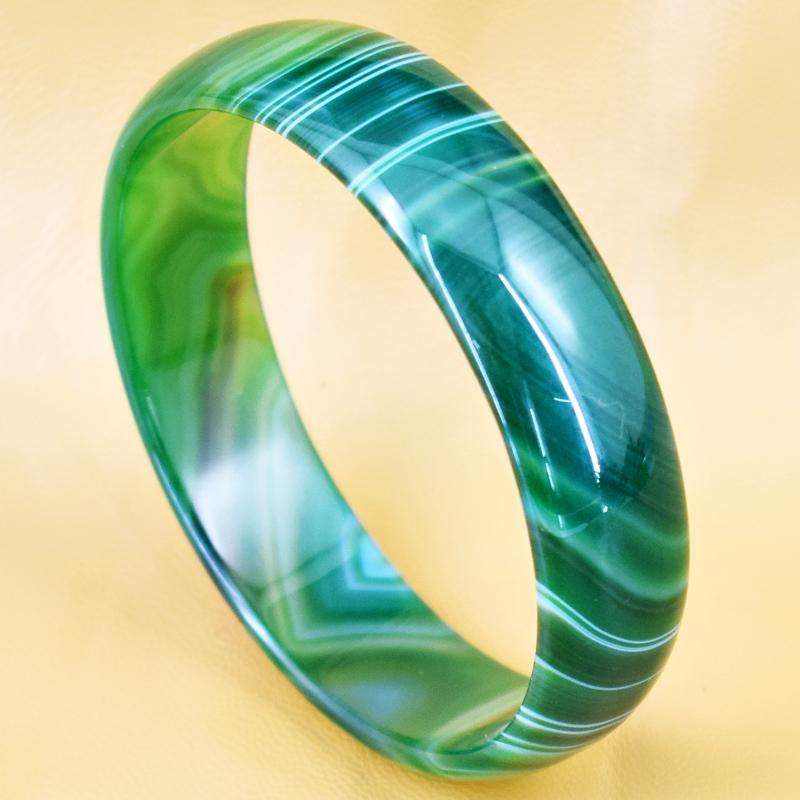 gemsmore:Green Onyx Carved Bangle - Fashion Jewellery