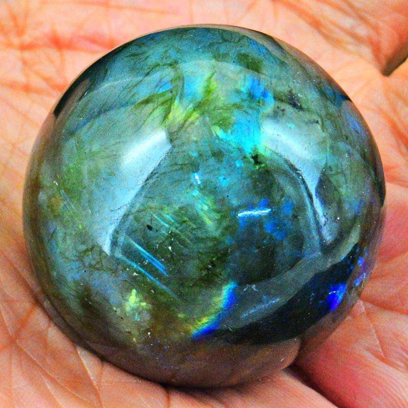 gemsmore:Hand Carved Blue Flash Labradorite Healing Sphere