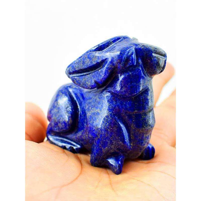 gemsmore:Hand Carved Blue Lapis Lazuli Bunny - Rare Piece