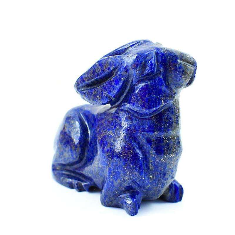 gemsmore:Hand Carved Blue Lapis Lazuli Bunny - Rare Piece