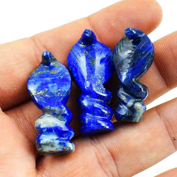 gemsmore:Hand Carved Blue Lapis Lazuli Cobra Lot