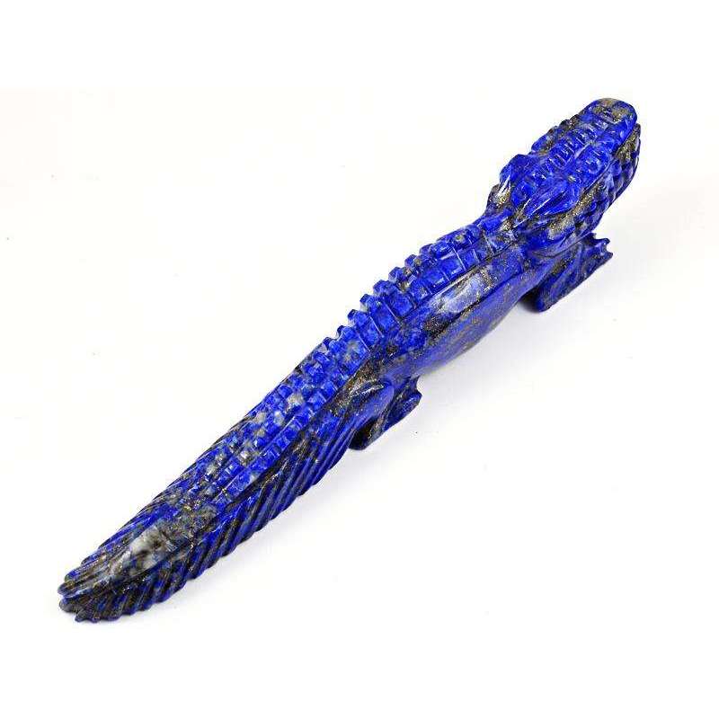 gemsmore:Hand Carved Blue Lapis Lazuli Crocodile Gemstone