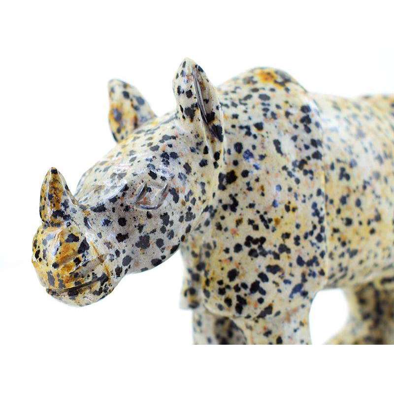 gemsmore:Hand Carved Dalmation Jasper Rhino - Exclusive