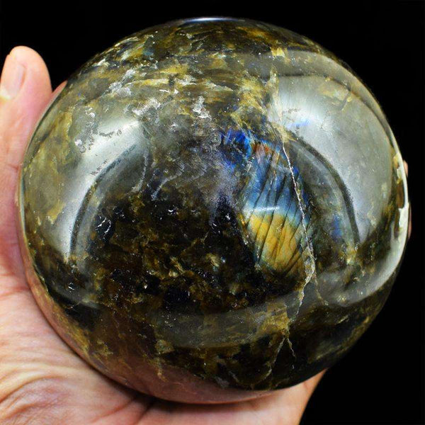 gemsmore:Hand Carved Golden Flash Labradorite Reiki Healing Sphere