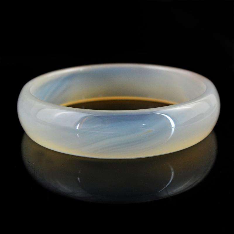 gemsmore:Hand Carved Onyx Bangle - Round Shape