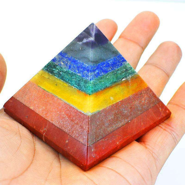 gemsmore:Hand Carved Seven Chakra Reiki Healing Pyramid