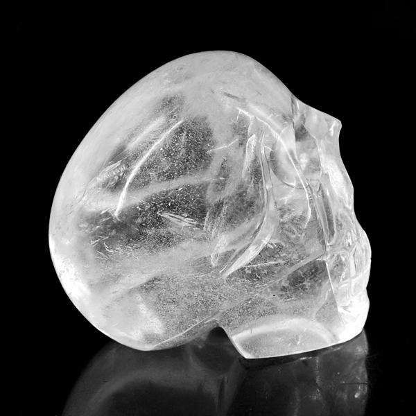 gemsmore:Hand Carved White Quartz Genuine Skull Gemstone