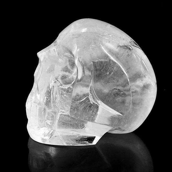 gemsmore:Hand Carved White Quartz Genuine Skull Gemstone