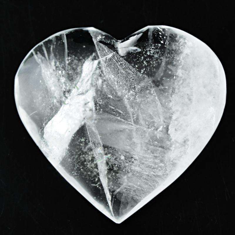 gemsmore:Hand Carved White Quartz Heart Shape Cabochon