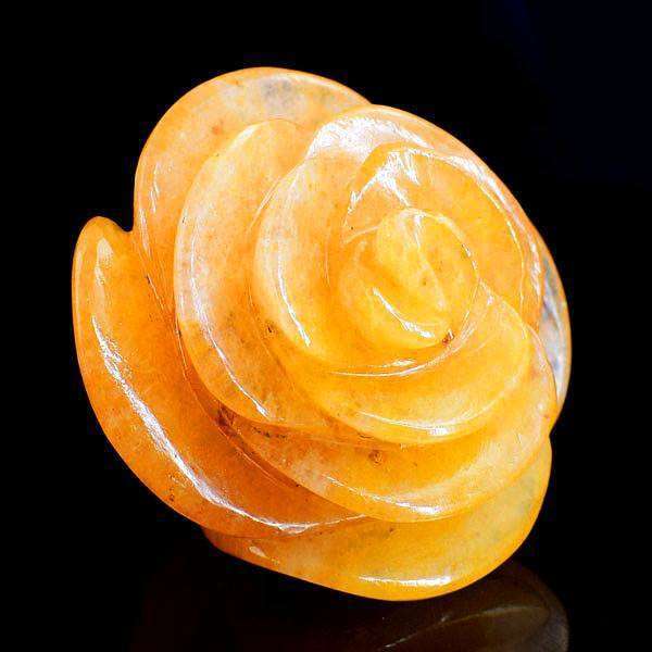 gemsmore:Hand Carved Yellow Aventurine Rose Flower