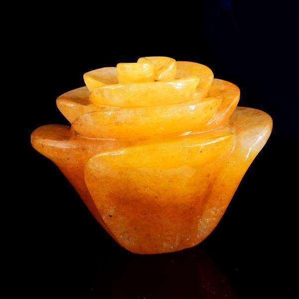 gemsmore:Hand Carved Yellow Aventurine Rose Flower