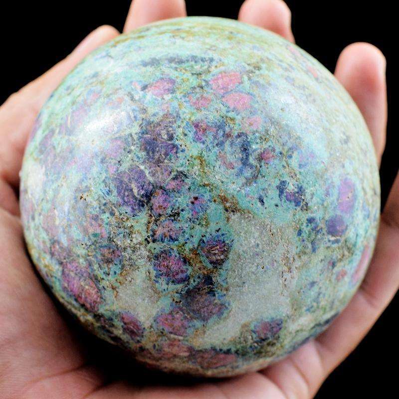 gemsmore:Huge Ruby Zoisite Carved Crystal Healing Sphere