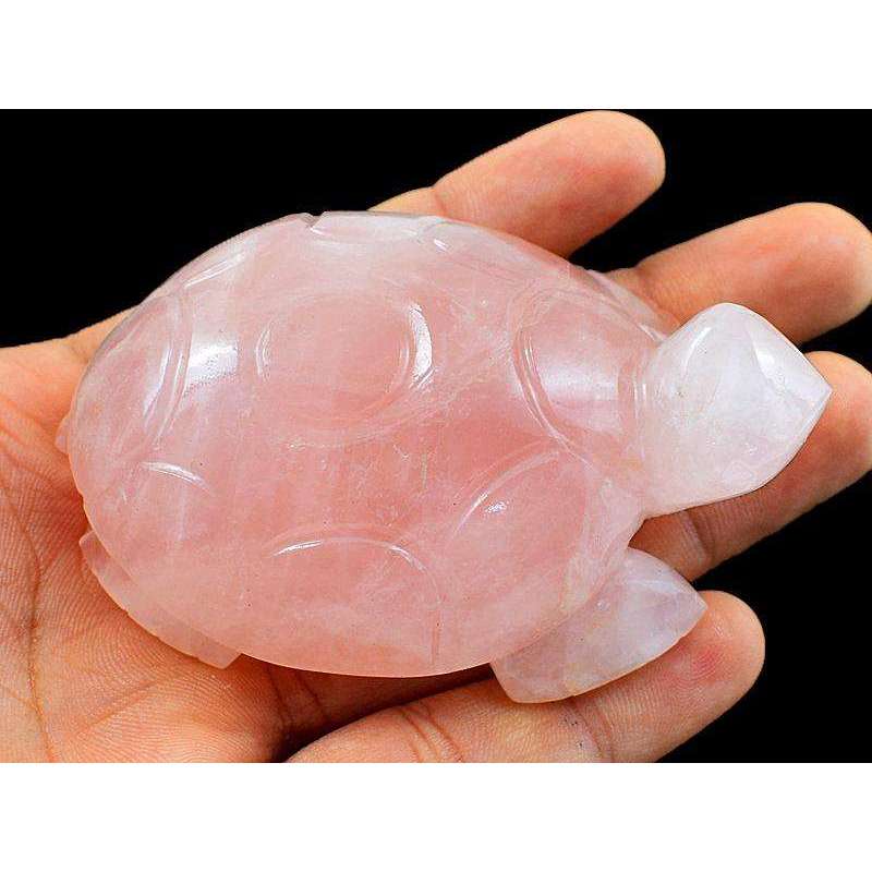 gemsmore:Lucky Pink Rose Quartz Hand Carved Turtle Charming Gemstone