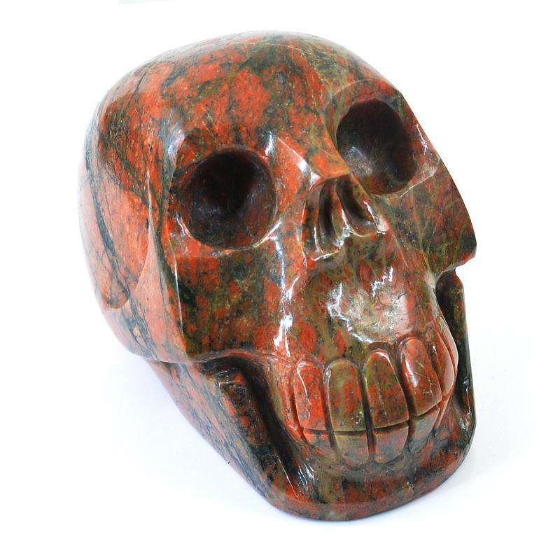 gemsmore:Massive Size Blood Green Unakite Carved Skull