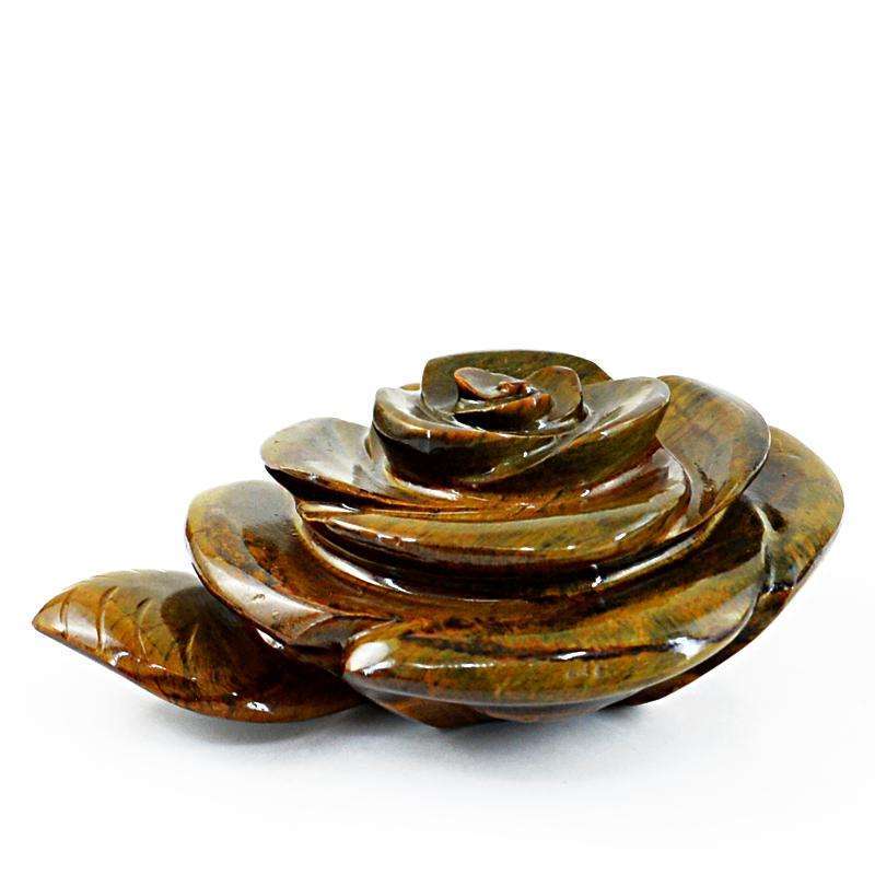 gemsmore:Massive Size Golden Tiger Eye Hand Carved Rose