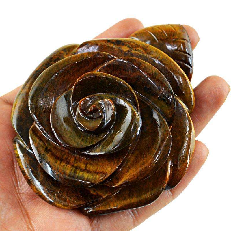 gemsmore:Massive Size Golden Tiger Eye Hand Carved Rose