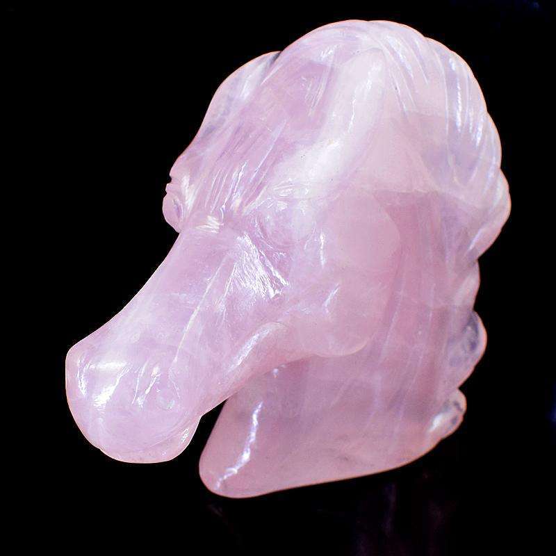 gemsmore:Massive Size Pink Rose Quartz Gemstone Carved Horse Bust
