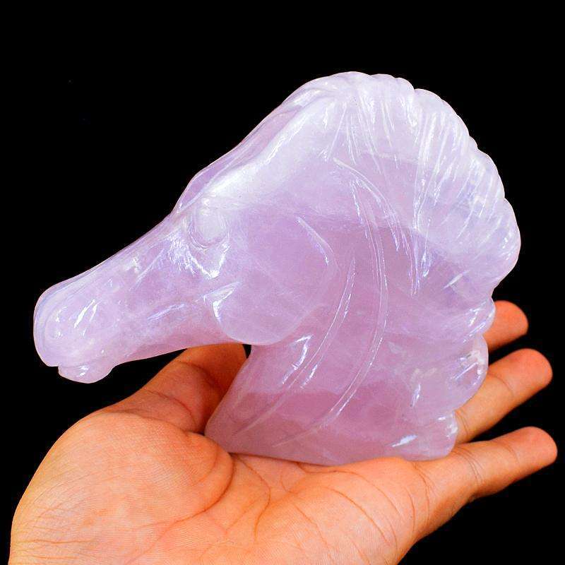 gemsmore:Massive Size Pink Rose Quartz Gemstone Carved Horse Bust